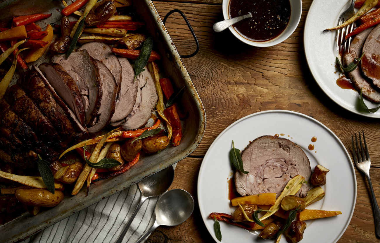 Veal Roast with Honey and Sage Roasted Root Vegetables